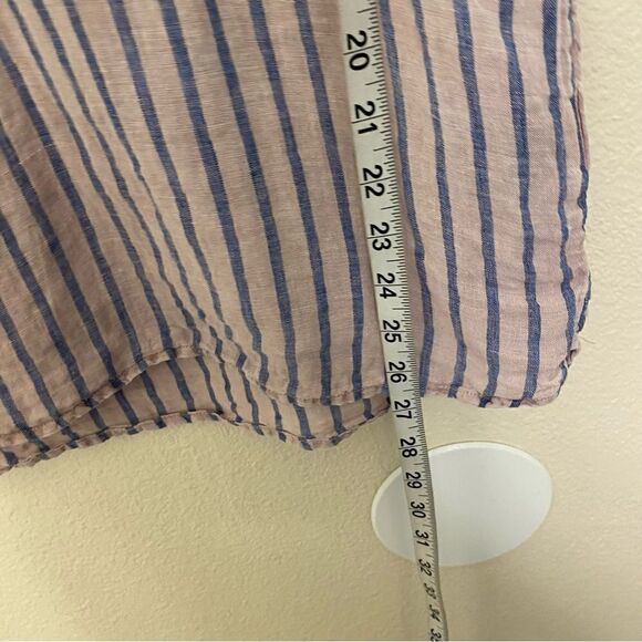 Dear John Channing Shirt Linen Striped lavender lagenlook boho coastal Beach L - Picture 5 of 8